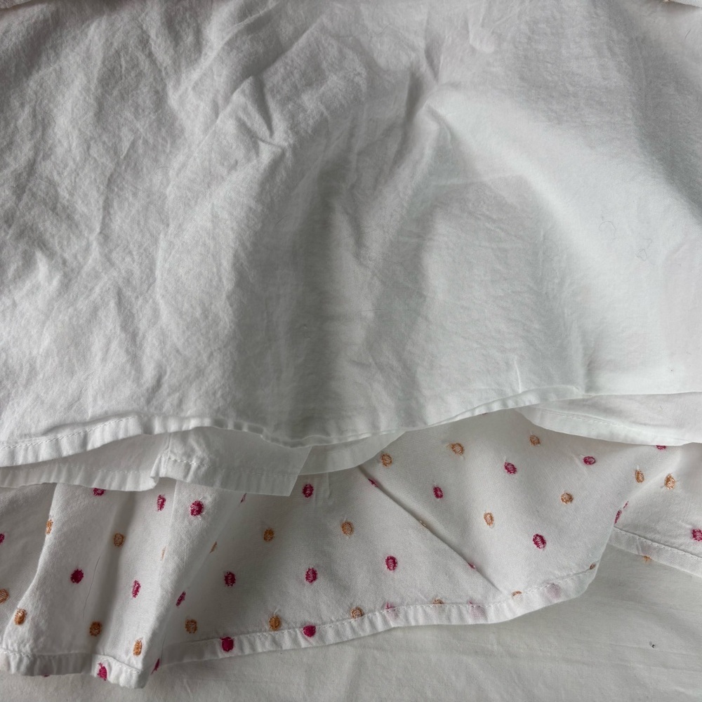 🤍LOFT White Midi Dress Pink Lace Accents Lined Comfy Soft Cotton Blend M🤍 - Picture 10 of 12